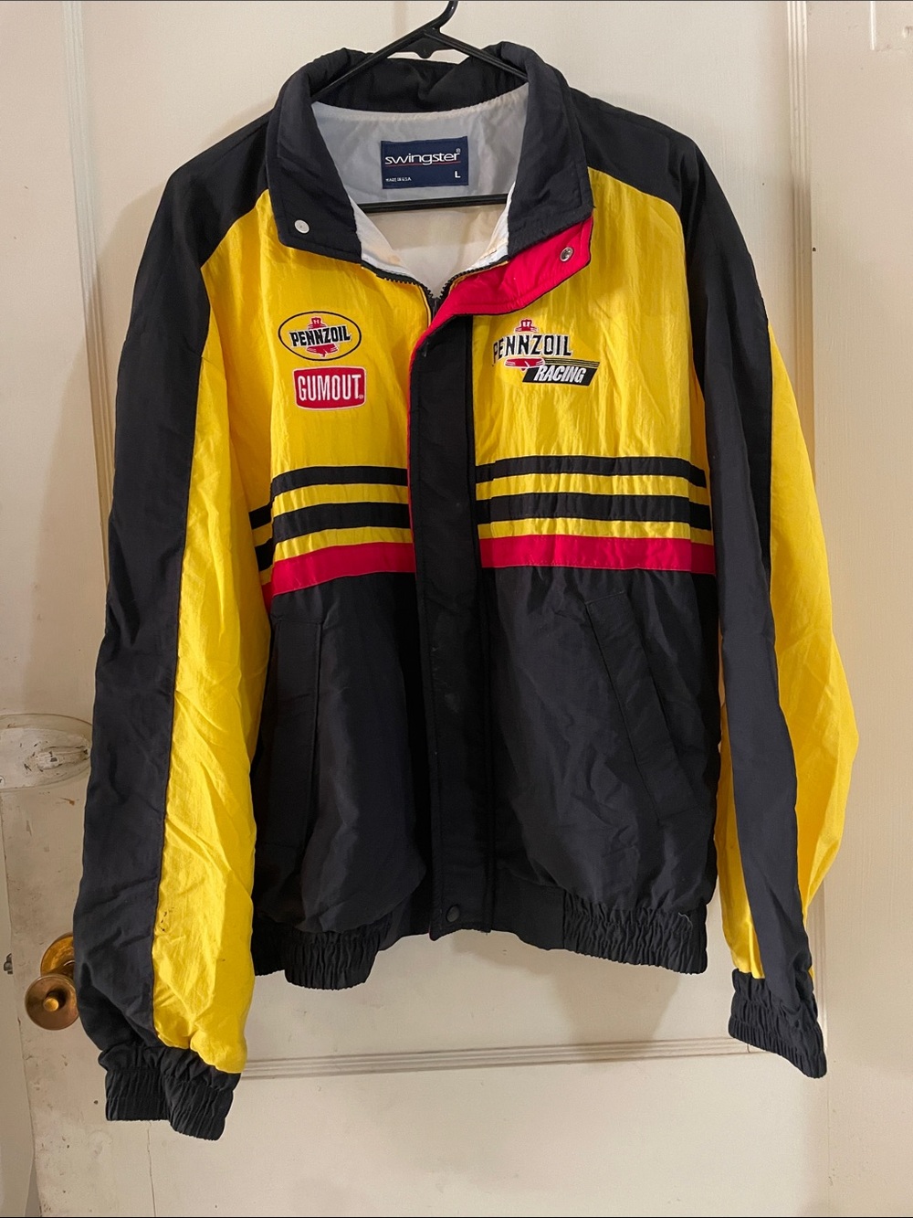 Pennzoil Racing Men's Yellow & Black Windbreaker Jacket